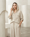 Hooded Beige Linen Set
