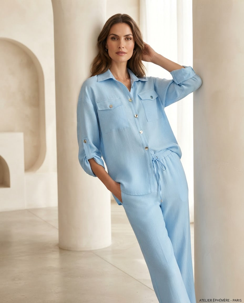 Blue Linen Set