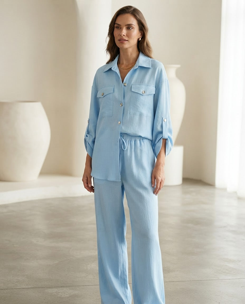 Blue Linen Set